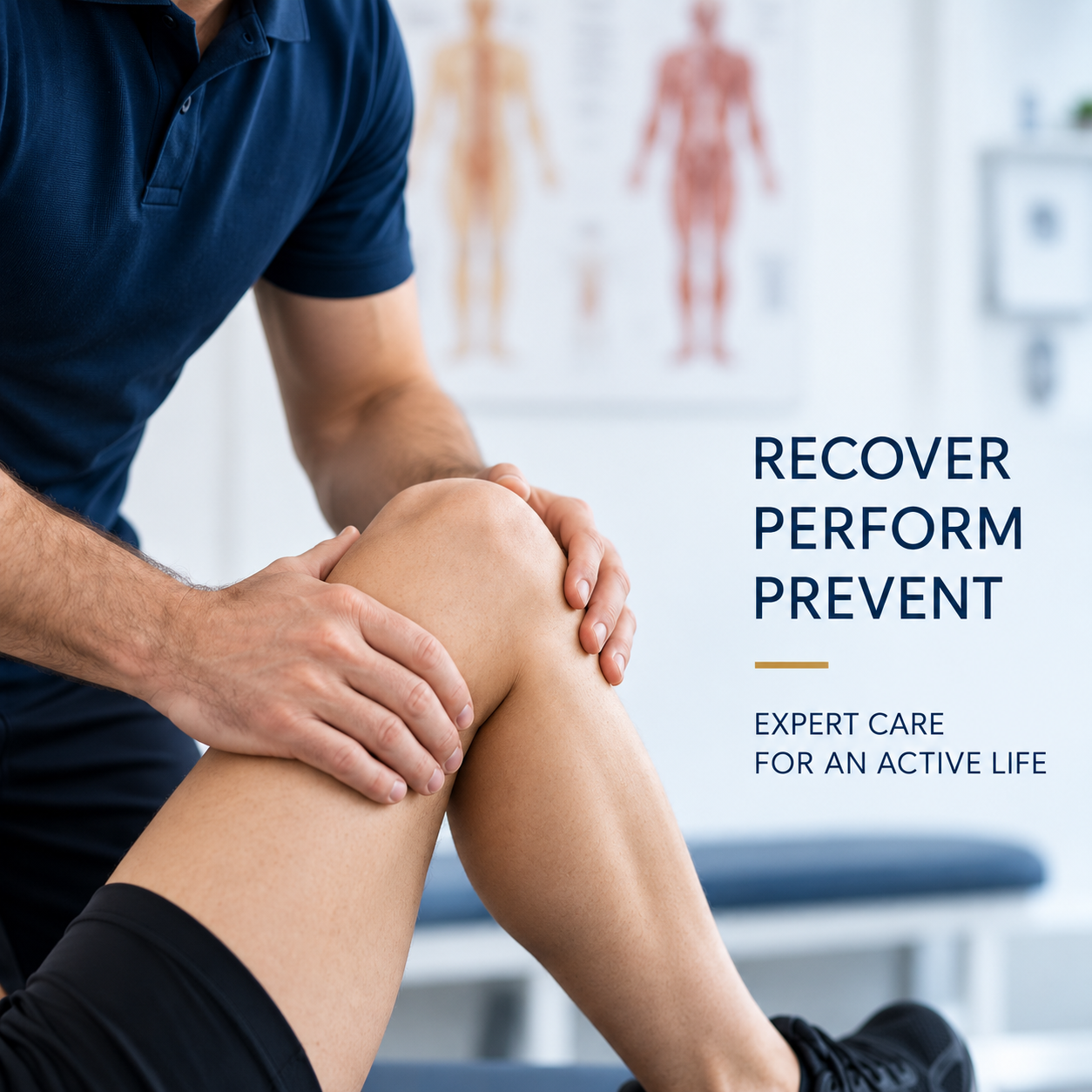 A knee assessment. Recover, perform, prevent. Expert care for an active life.